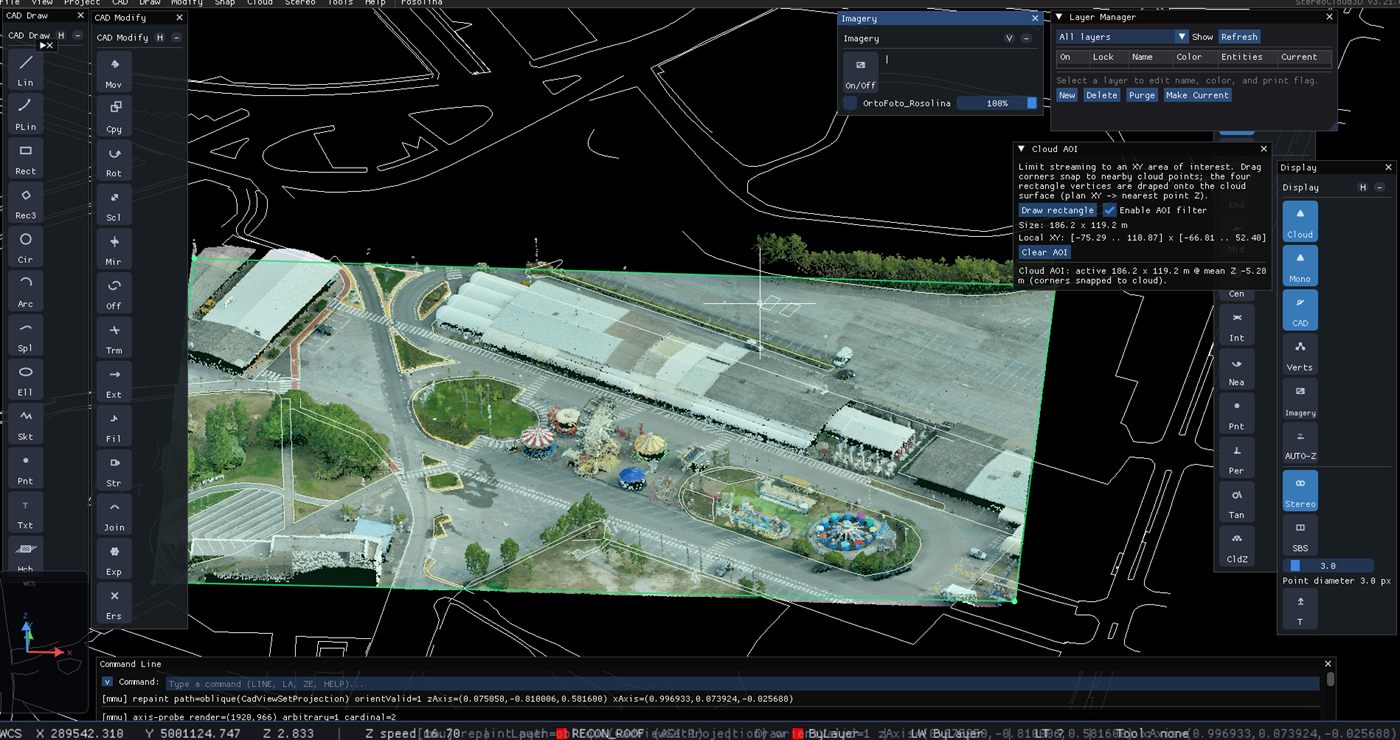 Cloud AOI rectangle over orthophoto and CAD
